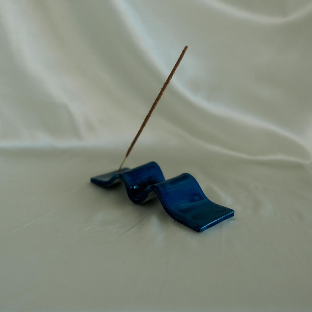 Blue Wave Incense Holder